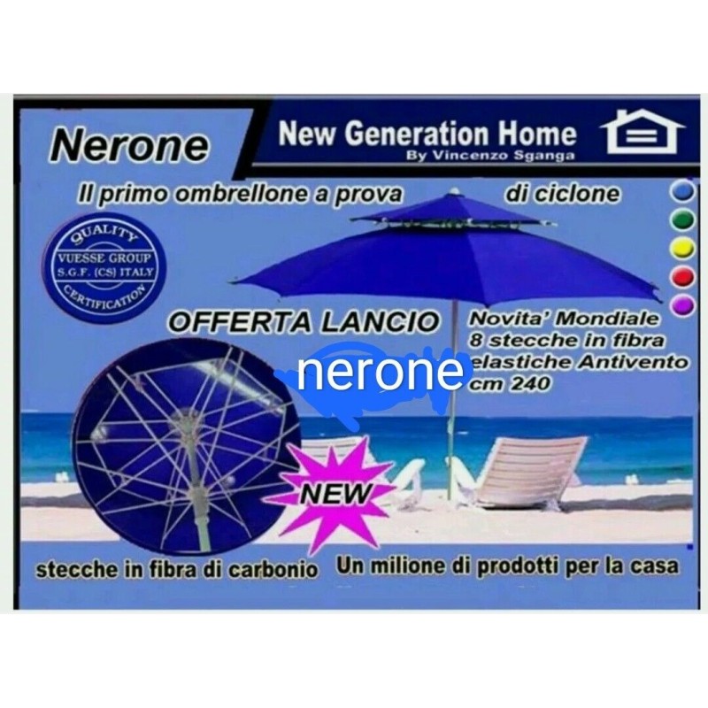 Ombrellone Mare GiraFacile 200 Cm Alluminio Protezione Uv Spiaggia Afrodite Blu 87752868 - Foto 8